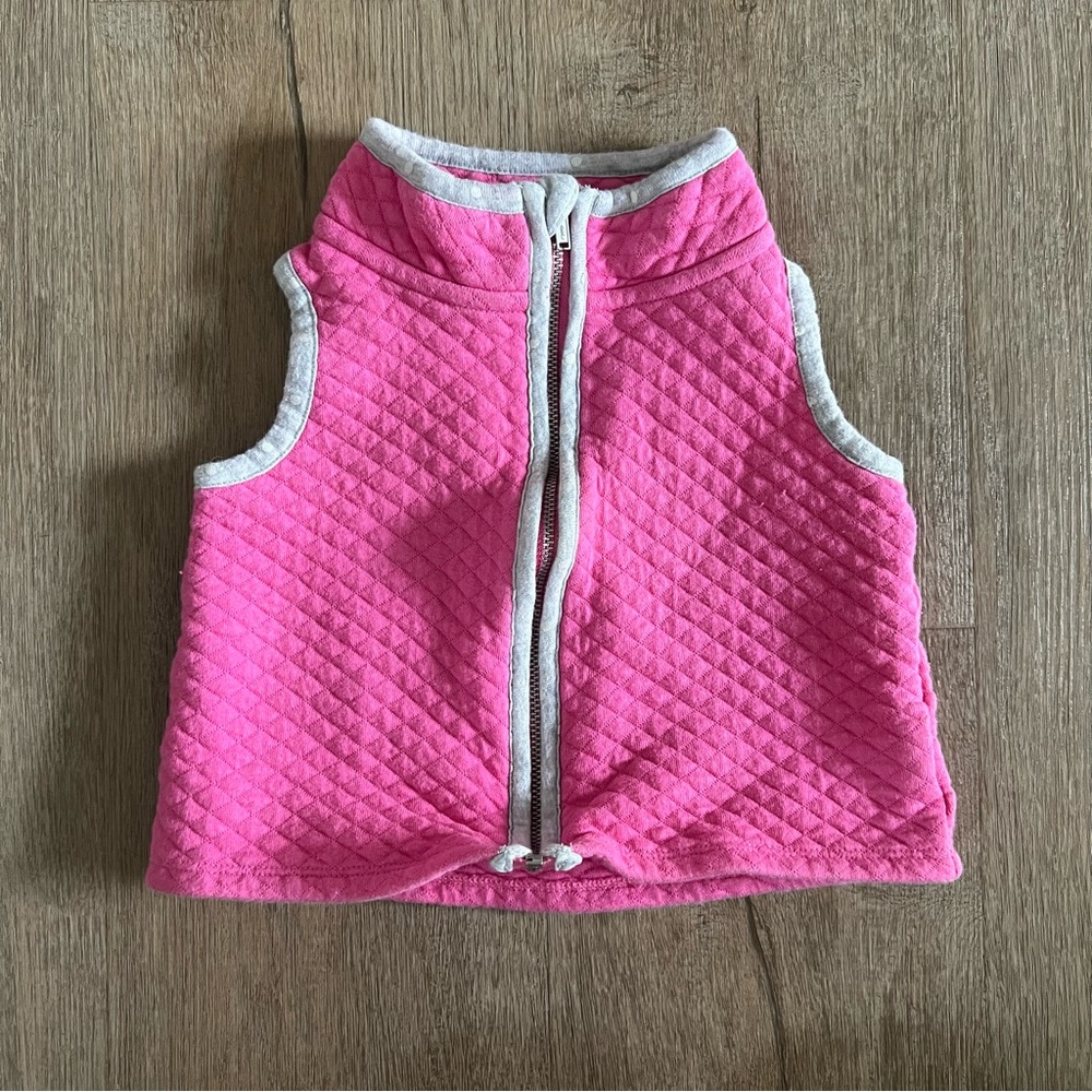 Baby Girl Quilted Vest Set - 12M - Lot of 2 Hooded & Sleeveless Zip Vests - Picture 5 of 7